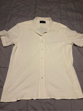 PacSun Men’s Short-Sleeve Button-Up Shirt in Off-White